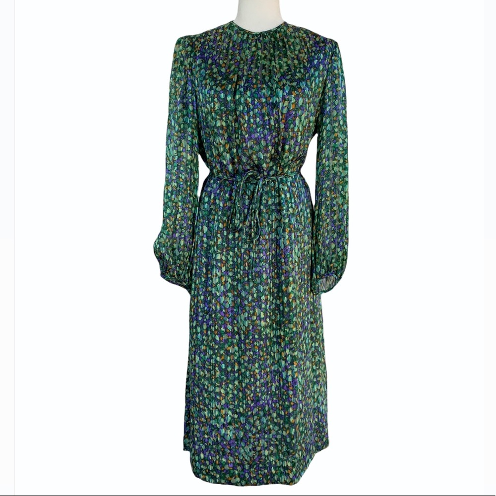 Vintage Eleanore Hadley Impressionist Long Sleeve Dress